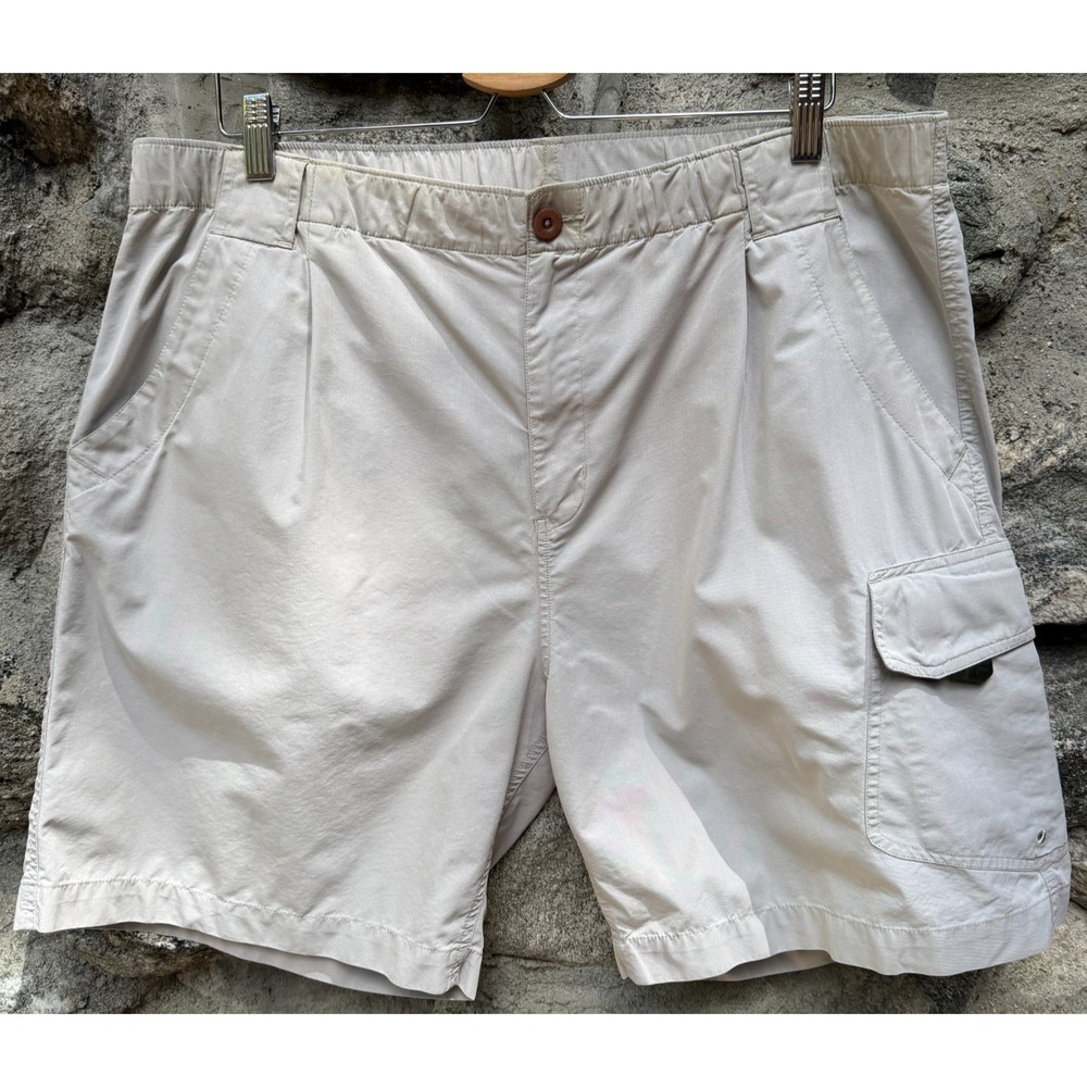Simms Nano Sphere Shorts Men L Beige Elastic Waist Zip Pocket Fly Fishing Nylon